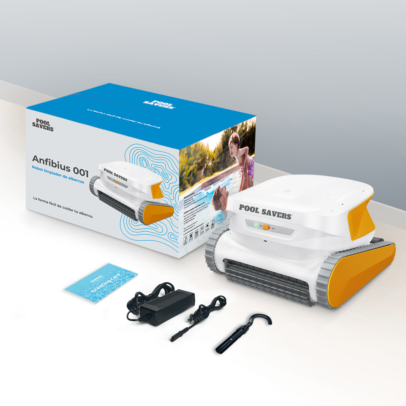 Robot Limpiador para Alberca Anfibius 001 | Aspiradora Inalámbrica con Succión Potente y Filtro Fino | Limpieza Automática de Fondo, Paredes y Línea de Agua