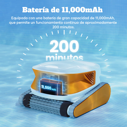 Robot Limpiador para Alberca Anfibius 001 | Aspiradora Inalámbrica con Succión Potente y Filtro Fino | Limpieza Automática de Fondo, Paredes y Línea de Agua