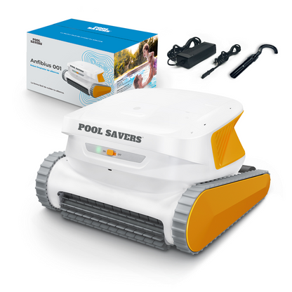 Robot Limpiador para Alberca Anfibius 001 | Aspiradora Inalámbrica con Succión Potente y Filtro Fino | Limpieza Automática de Fondo, Paredes y Línea de Agua