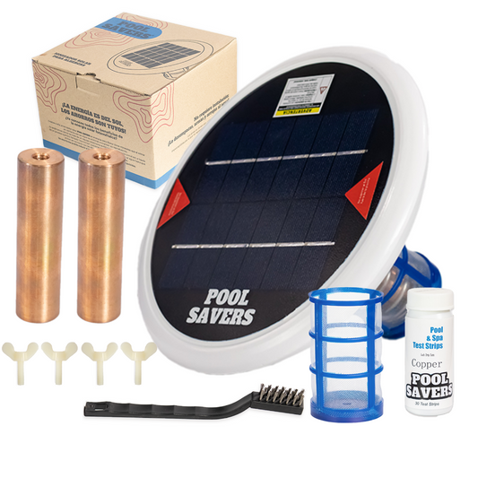 Ionizador Solar para Alberca Piscina con 2 Electrodos. Ahorro en Cloro, Alguicida y Clarificador. Elimina Algas, Virus y Bacterias.