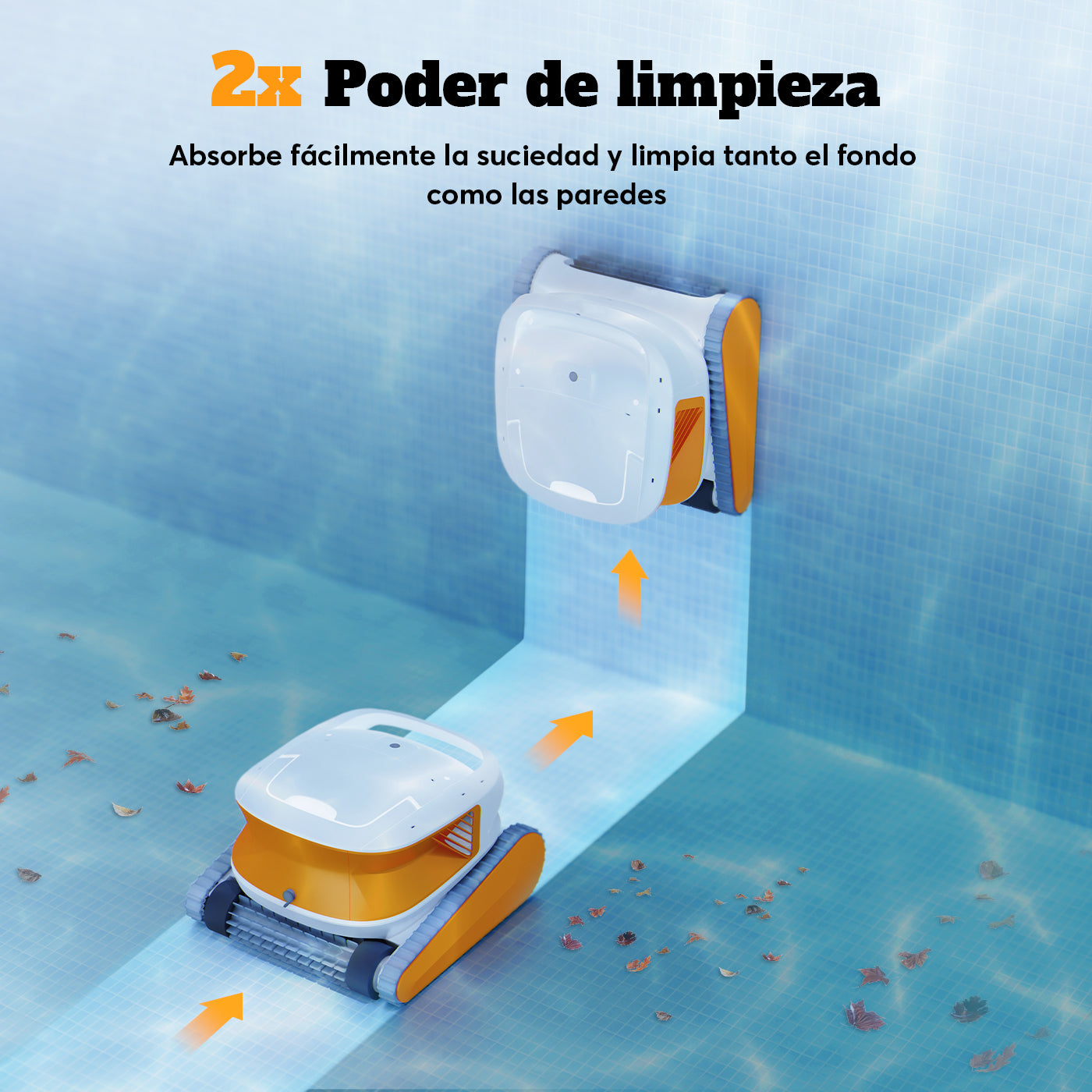 Robot Limpiador para Alberca Anfibius 001 | Aspiradora Inalámbrica con Succión Potente y Filtro Fino | Limpieza Automática de Fondo, Paredes y Línea de Agua