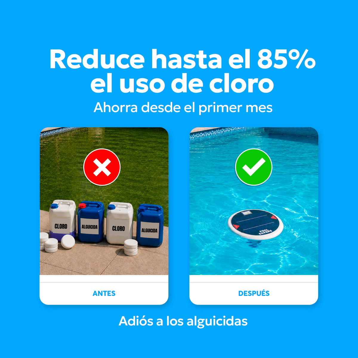 Ionizador Solar para Alberca | Reduce Cloro y Elimina Alguicidas | Agua Limpia y Sin Algas – Pool Savers