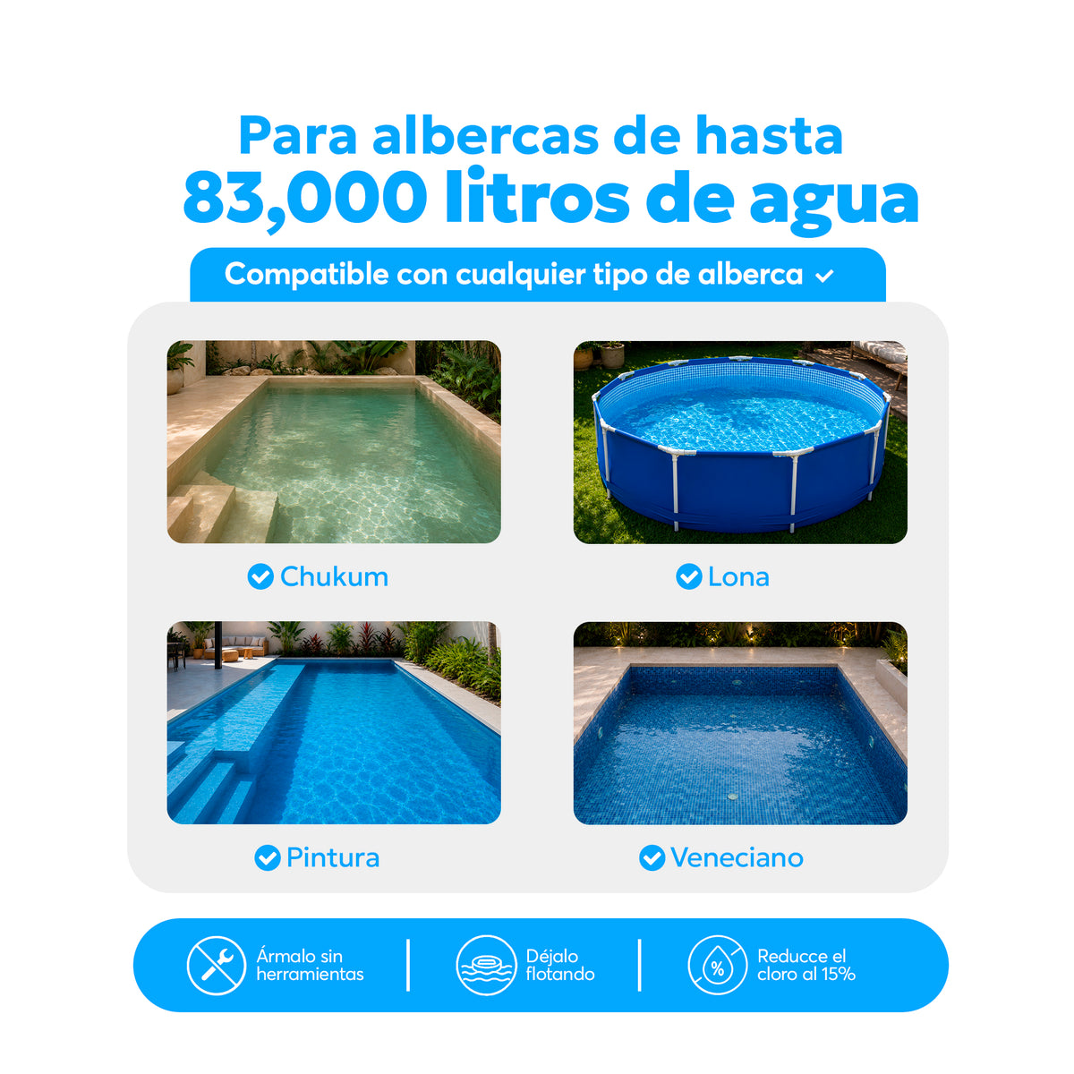 Ionizador Solar para Alberca | Reduce Cloro y Elimina Alguicidas | Agua Limpia y Sin Algas – Pool Savers