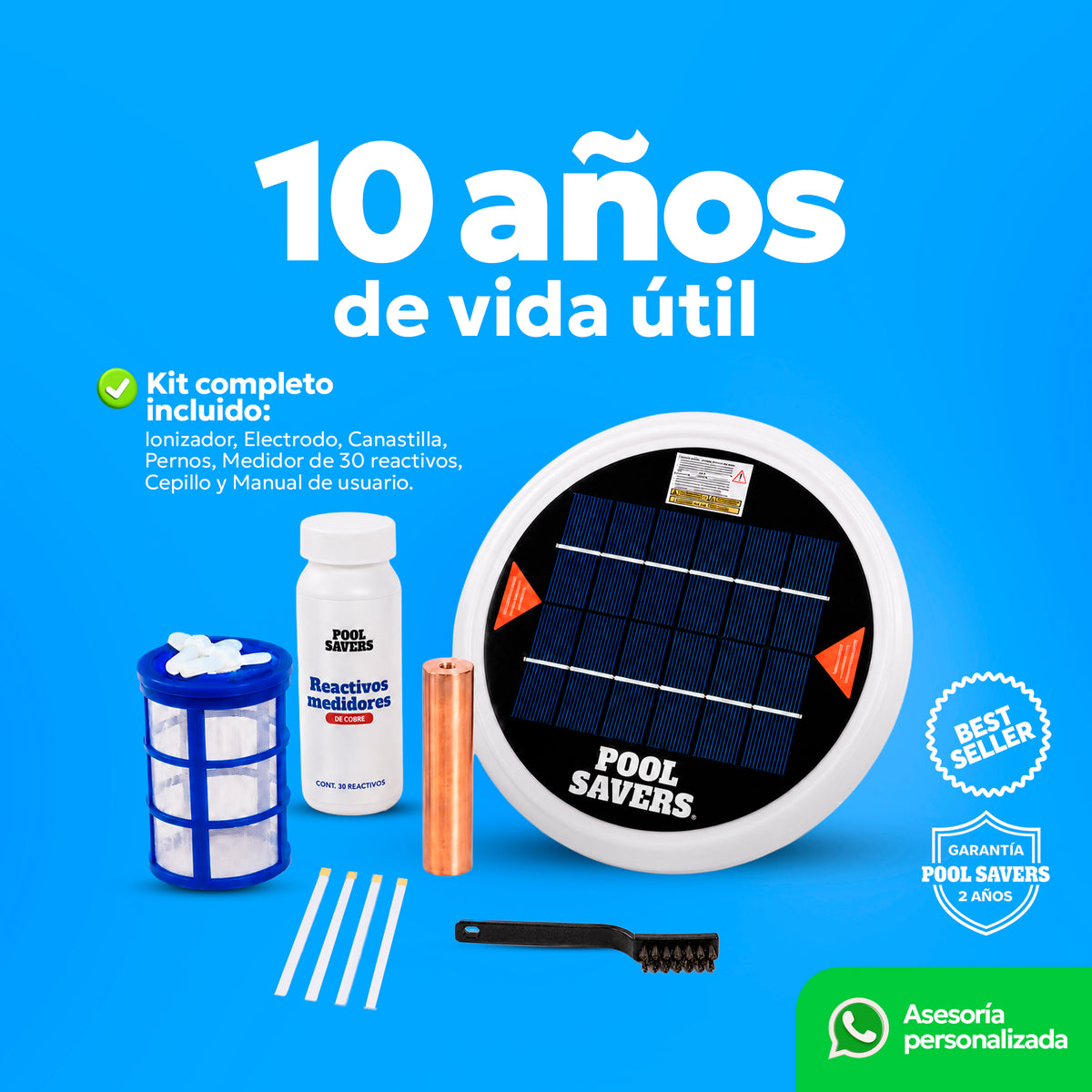 Ionizador Solar para Alberca | Reduce Cloro y Elimina Alguicidas | Agua Limpia y Sin Algas – Pool Savers